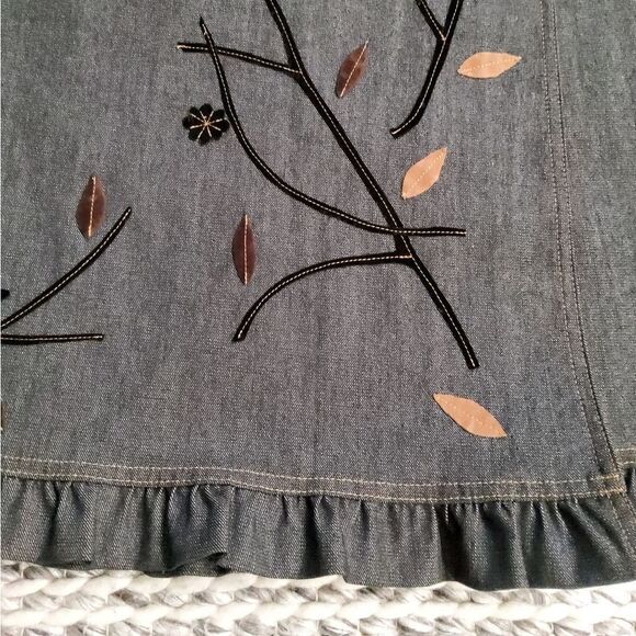 KENZO Jeans Wrap Embroidered Maxi Skirt Size 36/4 - Picture 10 of 12